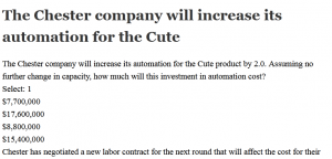 The Chester company will increase its automation for the Cute