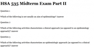 HSA 535 Midterm Exam Part II