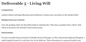 Deliverable 5 - Living Will