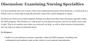 Discussion: Examining Nursing Specialties