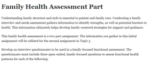 Family Health Assessment Part