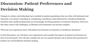 Discussion: Patient Preferences and Decision Making