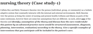 nursing theory (Case study-1)