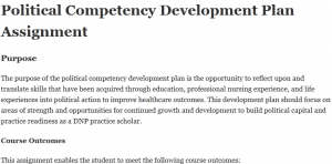Political Competency Development Plan Assignment