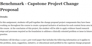 Benchmark - Capstone Project Change Proposal