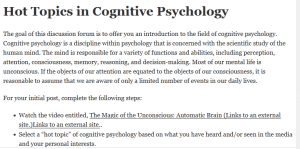  Hot Topics in Cognitive Psychology