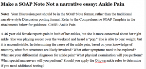 Make a SOAP Note Not a narrative essay: Ankle Pain