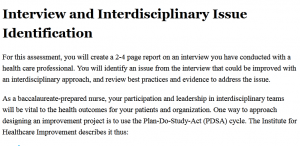 Interview and Interdisciplinary Issue Identification