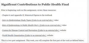 Significant Contributions to Public Health Final