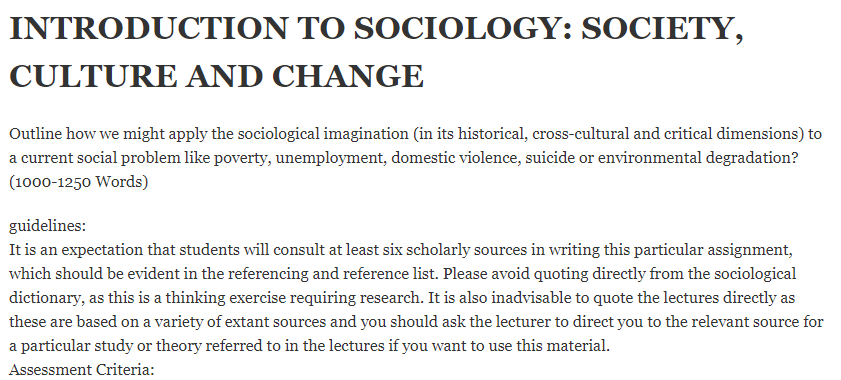 INTRODUCTION TO SOCIOLOGY: SOCIETY, CULTURE AND CHANGE - IResearchNet.org