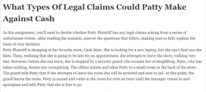 What Types Of Legal Claims Could Patty Make Against Cash