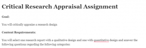 Critical Research Appraisal Assignment