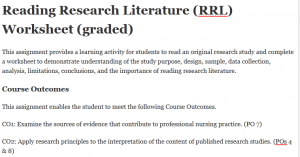 Reading Research Literature (RRL) Worksheet (graded)