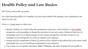 Health Policy and Law Basics