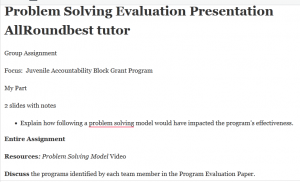 Problem Solving Evaluation Presentation AllRoundbest tutor