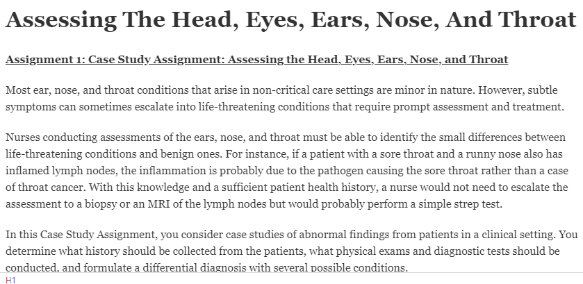 Assessing The Head, Eyes, Ears, Nose, And Throat - IResearchNet.org