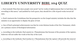 LIBERTY UNIVERSITY BIBL 104 QUIZ