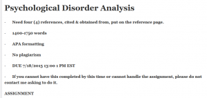 Psychological Disorder Analysis