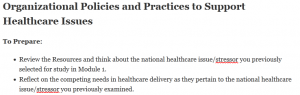 Organizational Policies and Practices to Support Healthcare Issues