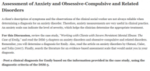 Assessment of Anxiety and Obsessive-Compulsive and Related Disorders