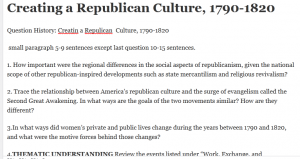 Creating a Republican Culture, 1790-1820