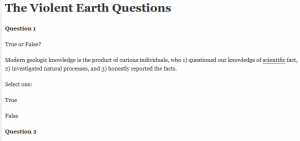 The Violent Earth Questions