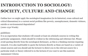 INTRODUCTION TO SOCIOLOGY: SOCIETY, CULTURE AND CHANGE