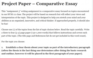 Project Paper – Comparative Essay