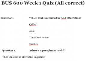 BUS 600 Week 1 Quiz (All correct) 