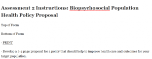 Biopsychosocial Population Health Policy Proposal