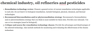 chemical industry, oil refineries and pesticides