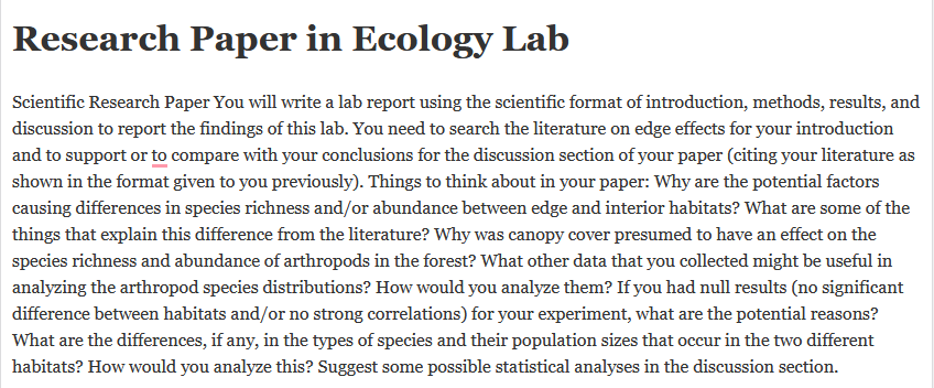 research paper related to ecology