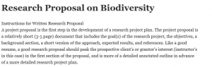 Research Proposal on Biodiversity