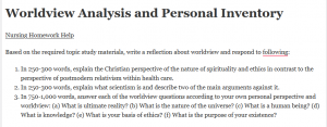 Worldview Analysis and Personal Inventory