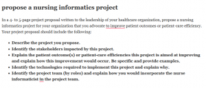 propose a nursing informatics project