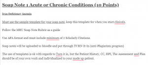 Soap Note 1 Acute or Chronic Conditions (10 Points)