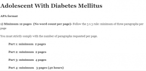 Adolescent With Diabetes Mellitus