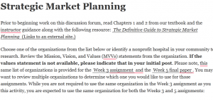 Strategic Market Planning