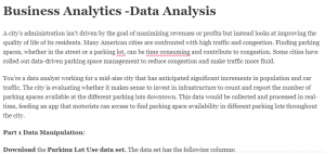 Business Analytics -Data Analysis
