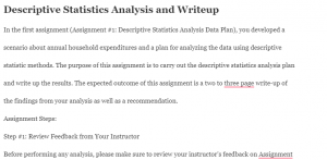 Descriptive Statistics Analysis and Writeup