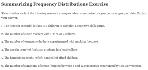 Summarizing Frequency Distributions Exercise