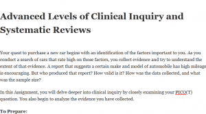 Advanced Levels of Clinical Inquiry and Systematic Reviews