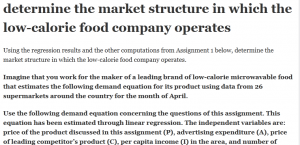 determine the market structure in which the low-calorie food company operates