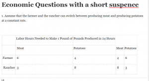 Economic Questions with a short suspence