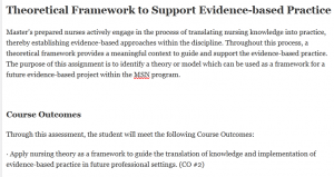 Theoretical Framework to Support Evidence-based Practice
