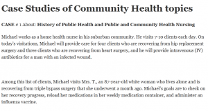 Case Studies of Community Health topics