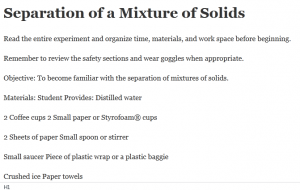 Separation of a Mixture of Solids