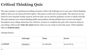 Critical Thinking Quiz