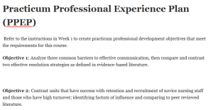 Practicum Professional Experience Plan (PPEP)