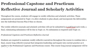 Professional Capstone and Practicum Reflective Journal and Scholarly Activities